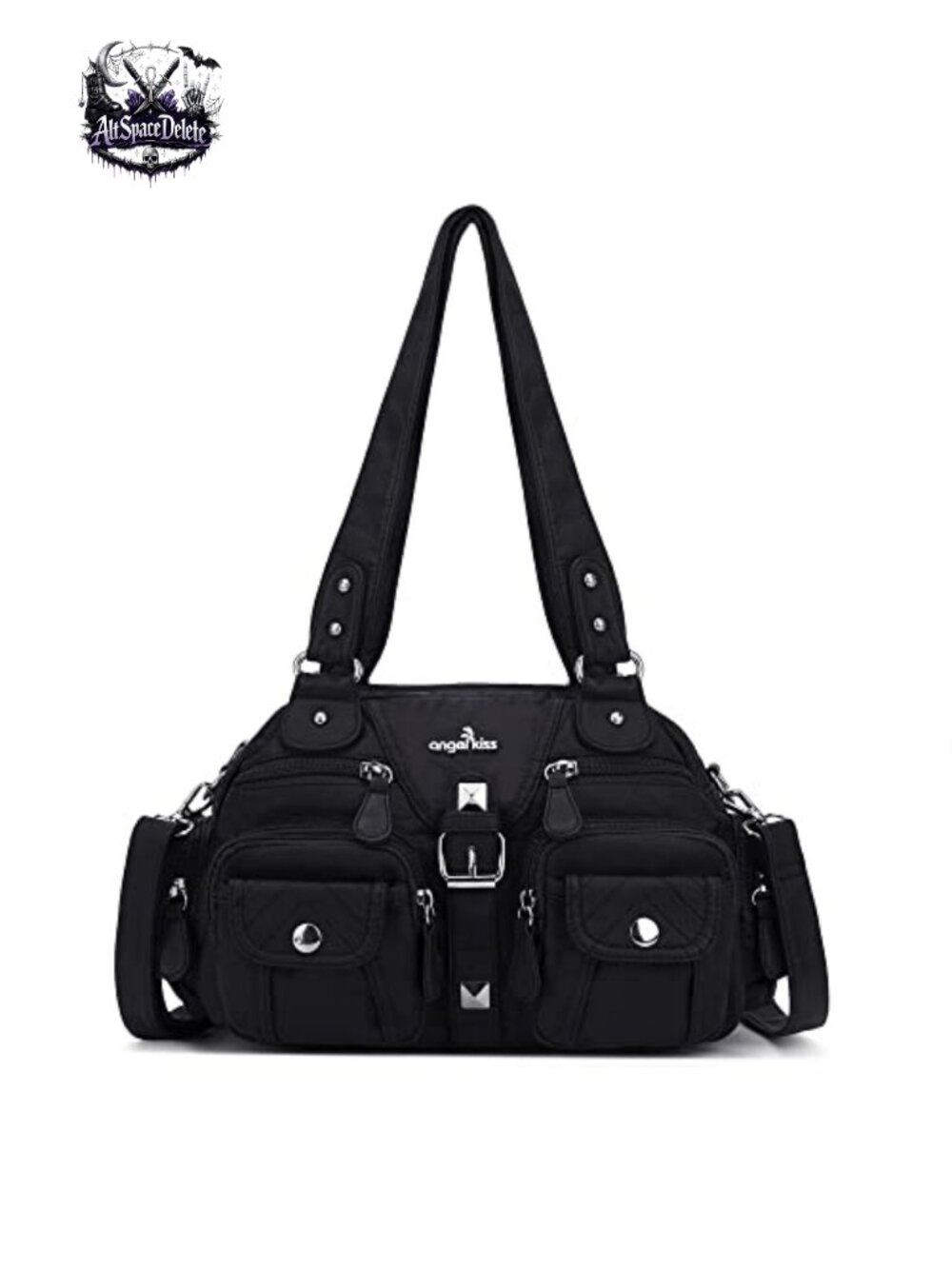Hobo Crossbody Bag Washed PU Leather Shoulder Handbag Multipocket Removable